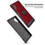 Wholesale Galaxy Note 10 360 Rotating Ring Stand Hybrid Case with Metal Plate (Red)